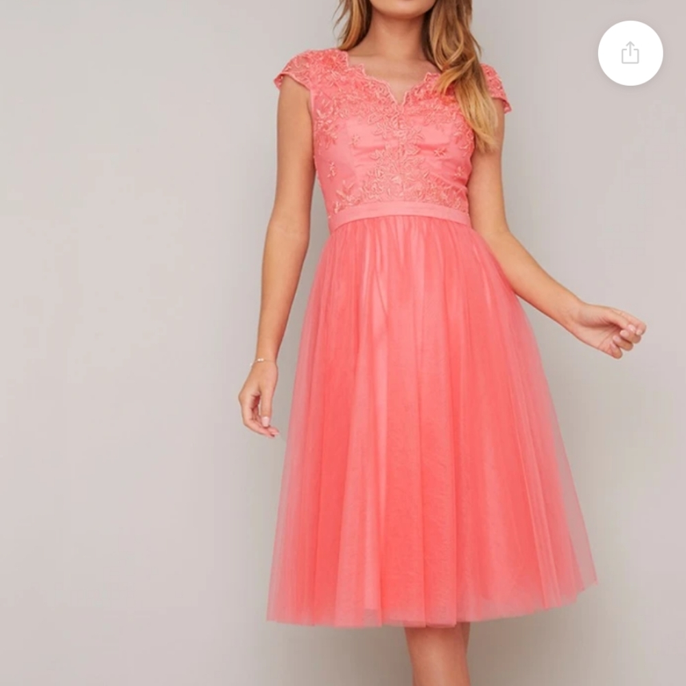 New! Chi Chi London Nika Dress Coral
